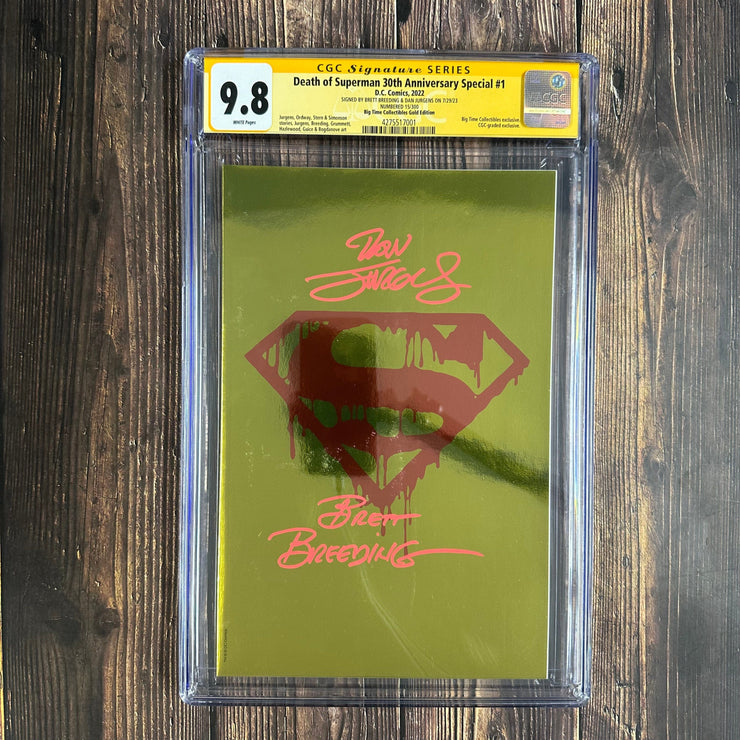 Bry's Comics Death of Superman 30th Anniversary Special #1 CGC 9.8 WP, Signature Series, Signed by Bert Breeding and Dan Jurgens, Numbered 15/300