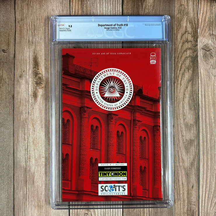 Bry's Comics Department of Truth #18 CGC 9.8 WP McFarlane Foil Edition, Cover by Todd McFarlane
