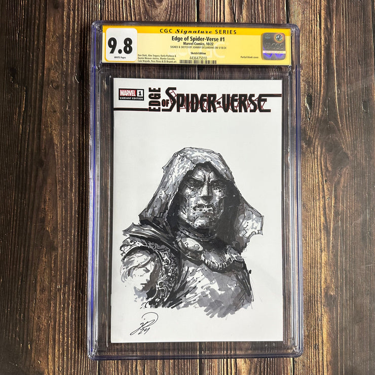 Bry's Comics Edge of Spider-Verse #1 CGC 9.8 SS Original Sketch by Johnny Desjardins