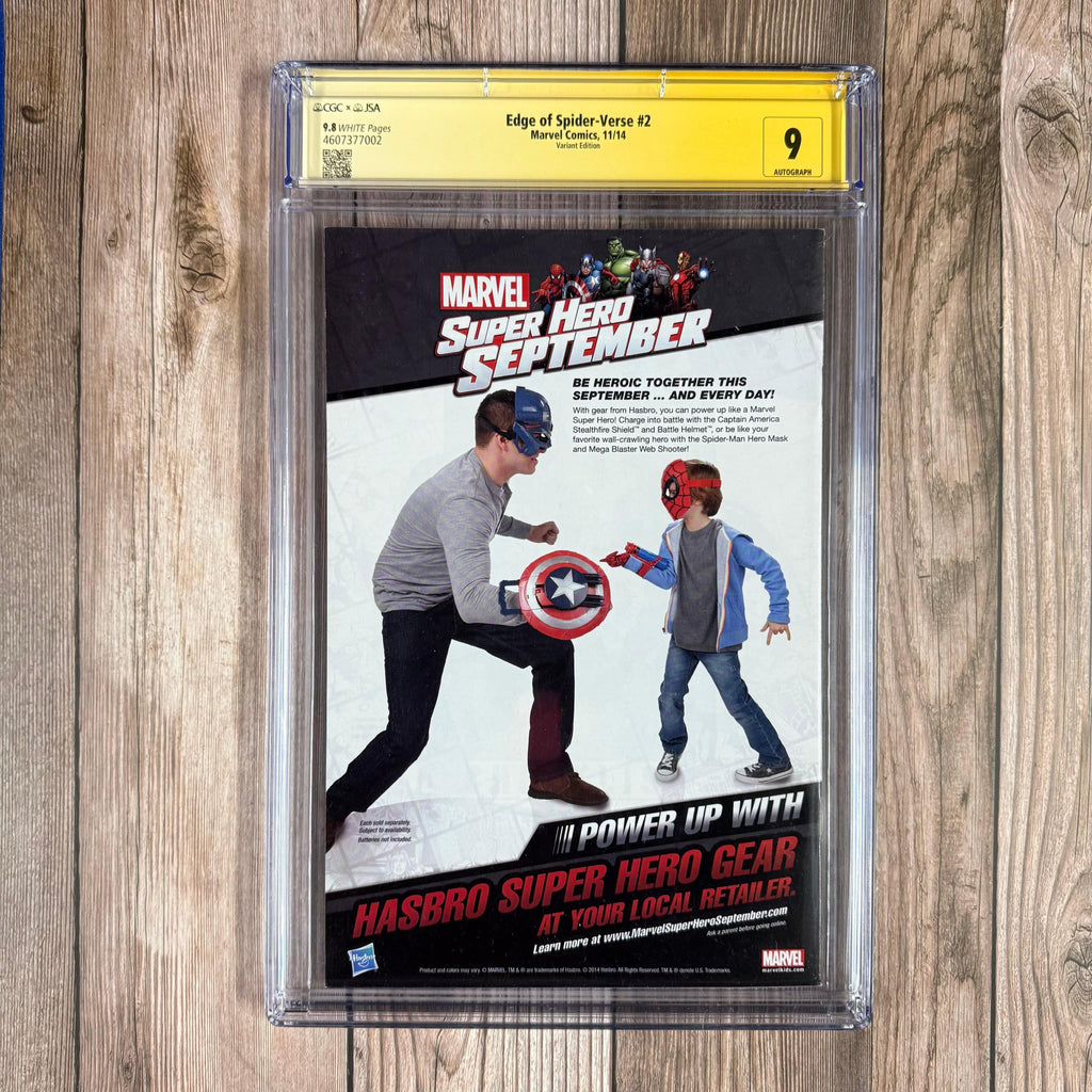 Bry's Comics Edge of Spider-Verse #2 CGC 9.8 WP Authenticated Autograph of Jason Latour, 1:25 Variant by Greg Land, 1st appearance of Spider-Gwen, 1st appearance of Em Jay Watson (Earth-65), 1st team appearance of the Mary Janes (Cert: 7002)
