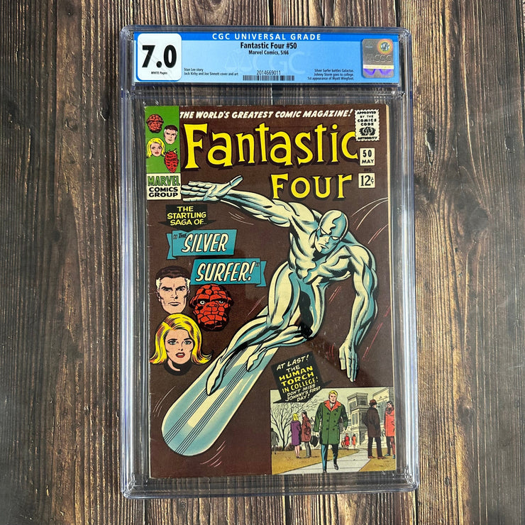 Bry's Comics Fantastic Four #50 CGC 7.0 WP ICONIC Cover Art by Jack Kirby, 1st appearance of Wyatt Wingfoot & Ultimate Nullifier, 3rd appearance of Silver Surfer, 2nd appearance of Galactus *