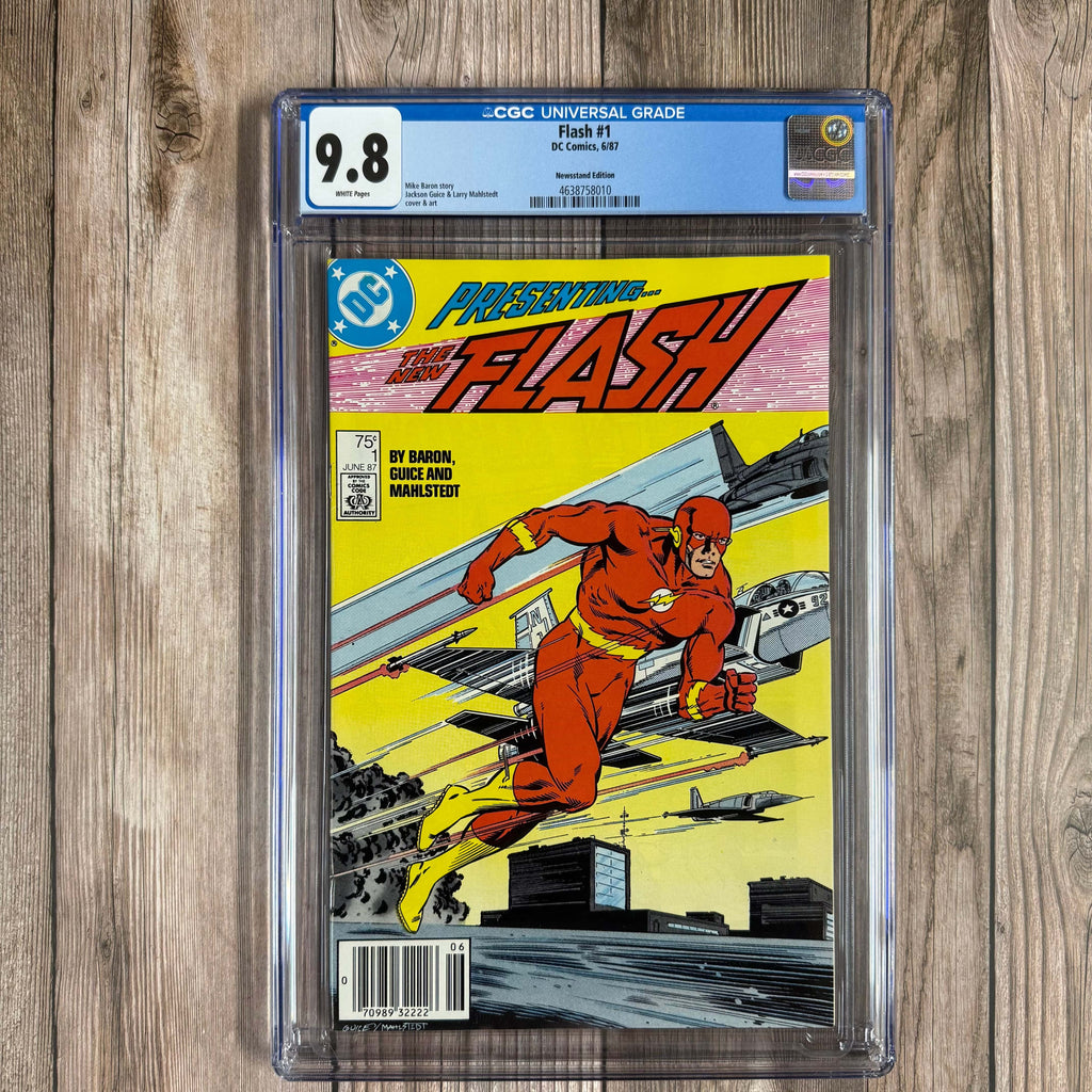 Bry's Comics Flash #1 CGC 9.8 WP Premiere issue of The Flash Vol. 2, Wally West as The Flash, NEWSSTAND EDITION