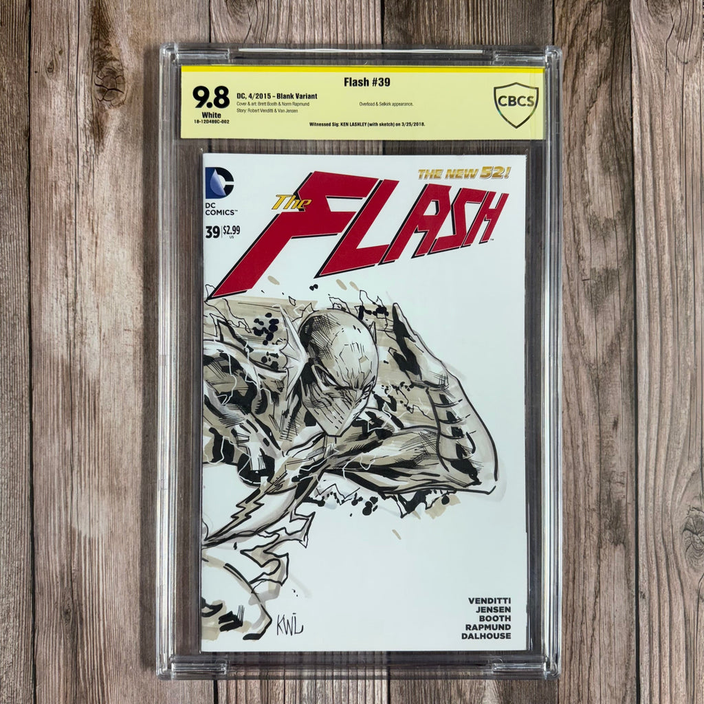 Bry's Comics Flash #39 CBCS 9.8 WP Witnessed Signature of  Ken Lashley (with sketch) Blank Variant  (cert:002)