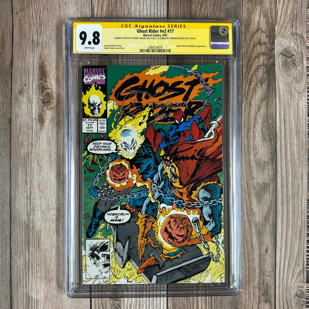 Bry's Comics Ghost Rider #17 CGC 9.8 WP SS Signed & Sketched by Mark Texeira and Signed by Howard Mackie, Cover by Mark Texeira
