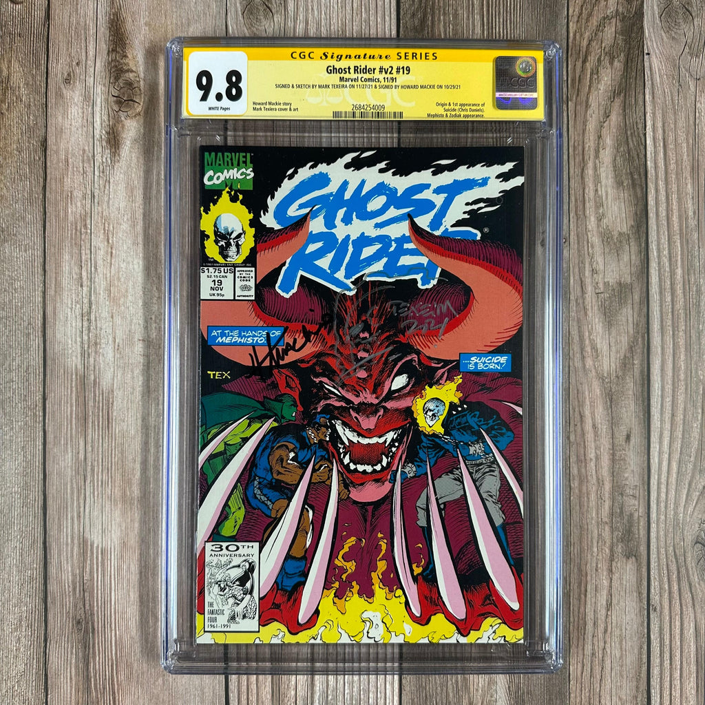 Bry's Comics Ghost Rider #19 CGC 9.8 WP SS Signed by Mark Texeira & Howard Mackie 1st appearance of Suicide (cert:4009)