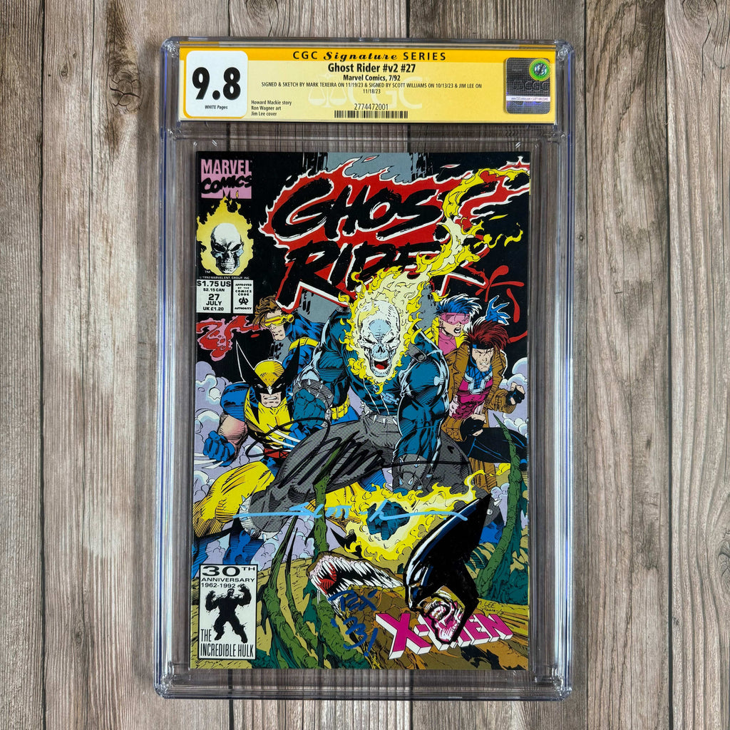 Bry's Comics Ghost Rider #27 CGC 9.8 WP SS Signed & Sketched by Mark Texeira, Signed by Scott Williams & Jim Lee (cert:2001)