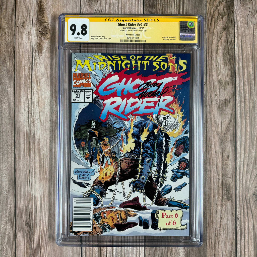Bry's Comics Ghost Rider #31 CGC 9.8 WP SS Signed by Andy Kubert, 1st full team appearance of the Midnight Sons aka The Nine, NEWSSTAND EDITION (cert:7011)
