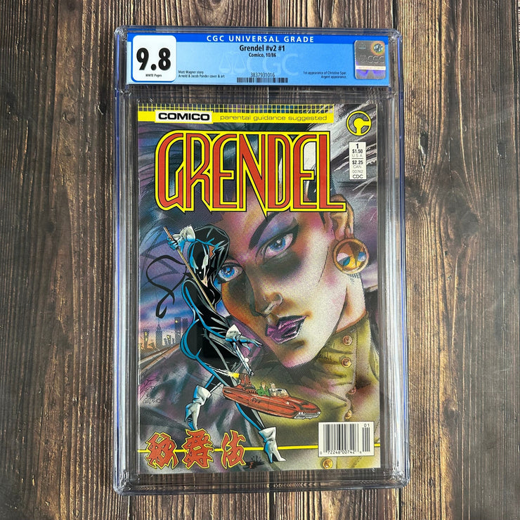 Bry's Comics Grendel #1 CGC 9.8 WP Cover Art by Matt Wagner, 1st appearance of the second Grendel, Christine Spar, NEWSSTAND EDITION
