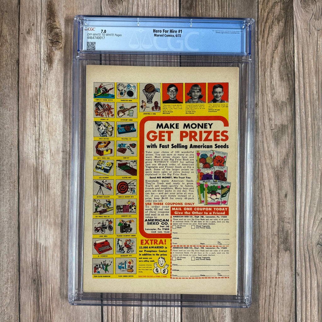 Bry's Comics Hero for Hire #1 CGC 7.0 1st appearance and origin of Luke Cage, 1st appearance of Diamondback, Comanche, and Shades