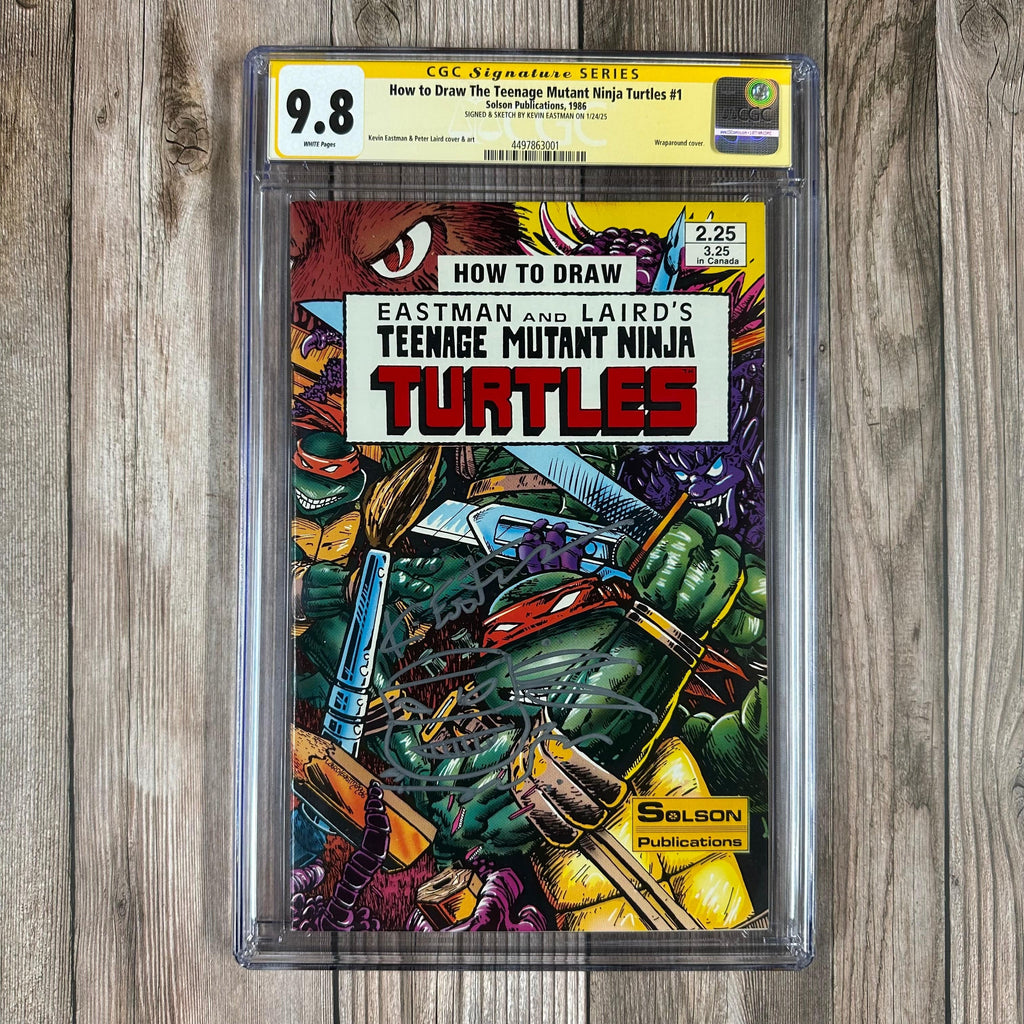 Bry's Comics How to Draw The Teenage Mutant Ninja Turtles #1 CGC 9.8 WP SS Signed & Sketch by Kevin Eastman, Wraparound cover (cert:3001)