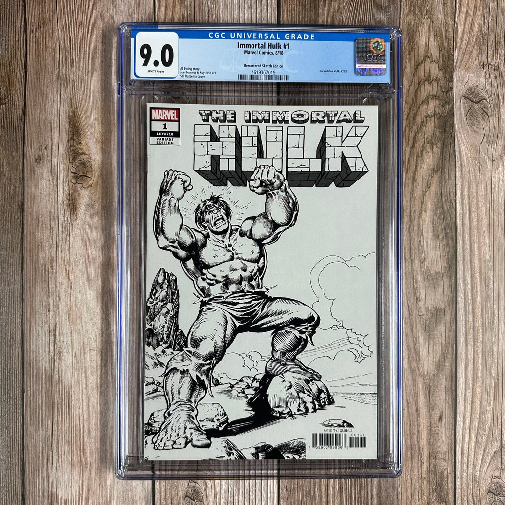 Bry's Comics Immortal Hulk #1 CGC 9.0 WP 1:1000 Remastered Sketch Edition, Cover by Sal Buscema, 1st appearance of Jackie McGee