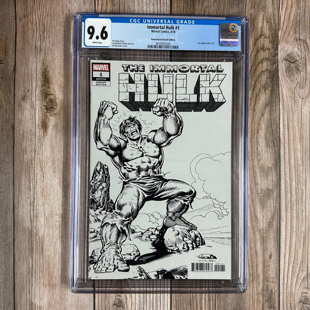 Bry's Comics Immortal Hulk #1 CGC 9.6 WP 1:1000 Remastered Sketch Edition, Cover by Sal Buscema, 1st appearance of Jackie McGee