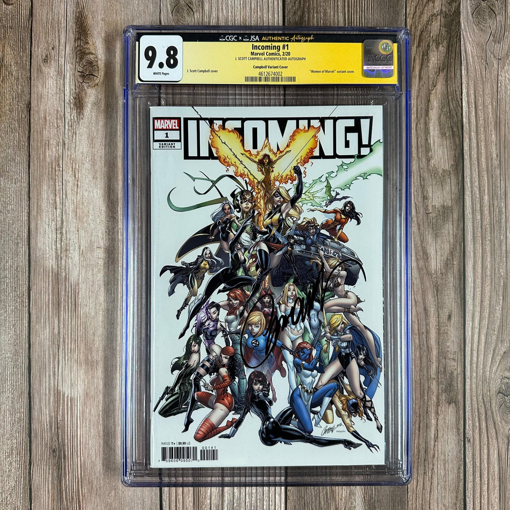 Bry's Comics Incoming #1 CGC 9.8 WP Authenticated Signature of J.Scott Campbell, 1:500 "Women of Marvel" Campbell Variant Cover (Cert: 4002)
