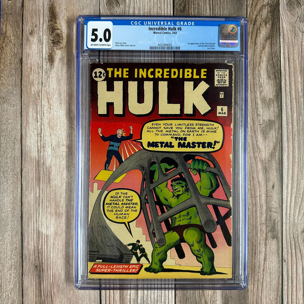 Bry's Comics Incredible Hulk #6 CGC 5.0 1st appearance of Metal Master, 1st team appearance of the Teen Brigade, Hulk receives presidential pardon, final issue before Tales to Astonish run