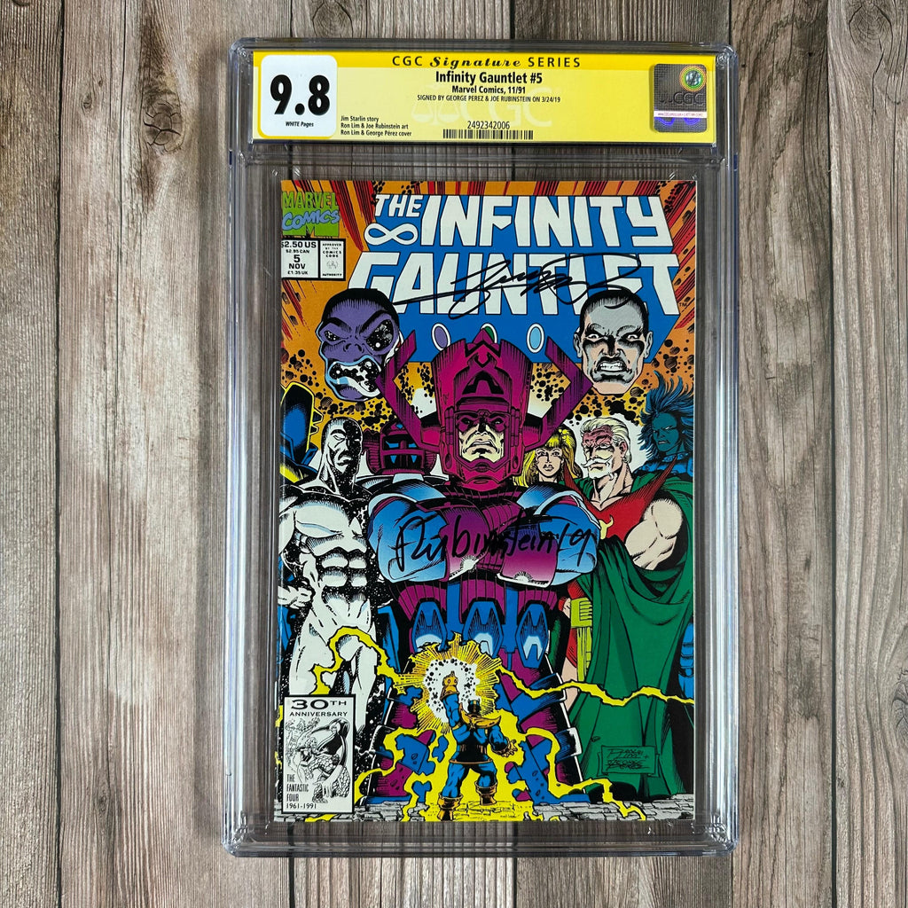 Bry's Comics Infinity Gauntlet #5 CGC 9.8 WP SS Signed by George Pérez & Joe Rubinstein Nebula wields the Infinity Gauntlet, 1st full appearance of Master Hate (cert:2006)