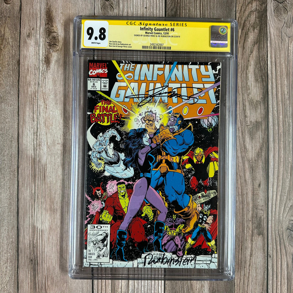 Bry's Comics Infinity Gauntlet #6 CGC 9.8 WP SS Signed by George Pérez & Joe Rubinstein, Adam Warlock assumes control of the Infinity Gauntlet (cert:2007)