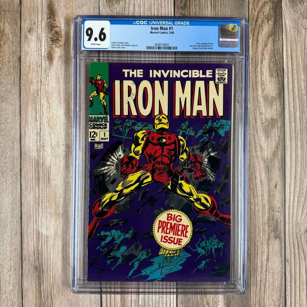 Bry's Comics Iron Man #1 CGC 9.6 WP 1st ongoing title series featuring Iron Man, origin of Iron Man, identity of Big M revealed as Whitney Frost (Madame Masque) *Trade Avail.
