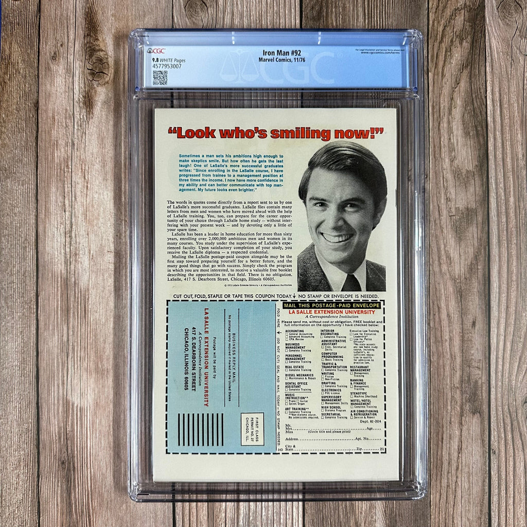 Bry's Comics Iron Man #92 CGC 9.8 WP Cover Art by Jack Kirby