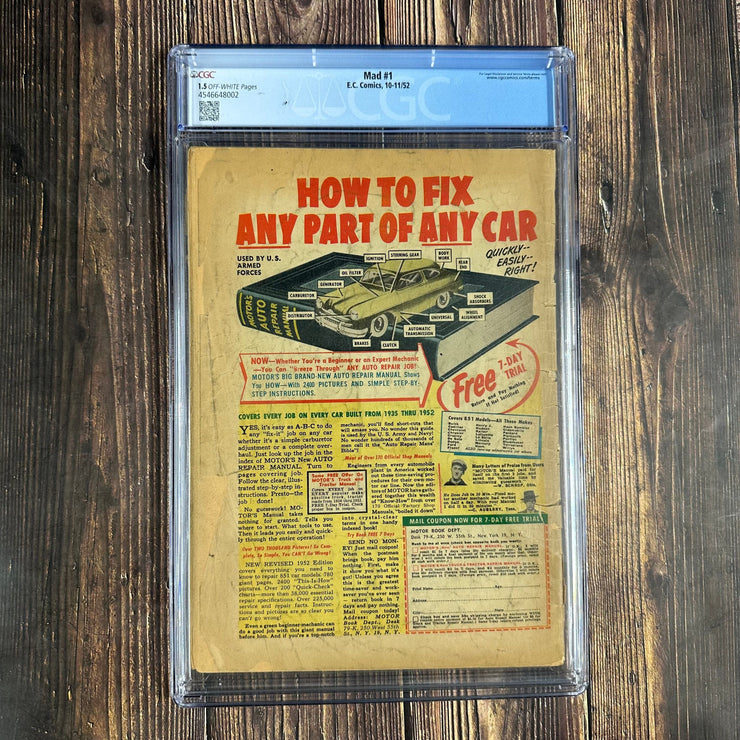 Bry's Comics Mad #1 CGC 1.5 Cover Art by Harvey Kurtzman, Premiere issue