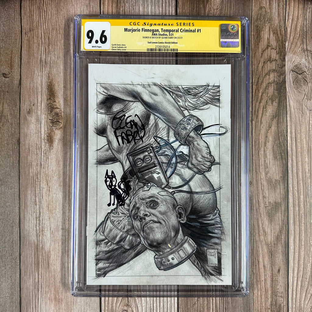 Bry's Comics Marjorie Finnegan, Temporal Criminal #1 CGC 9.6 SS WP Signed & Sketched by Glenn Fabry, Sad Lemon Comics Sketch Edition (Cert: 5014)