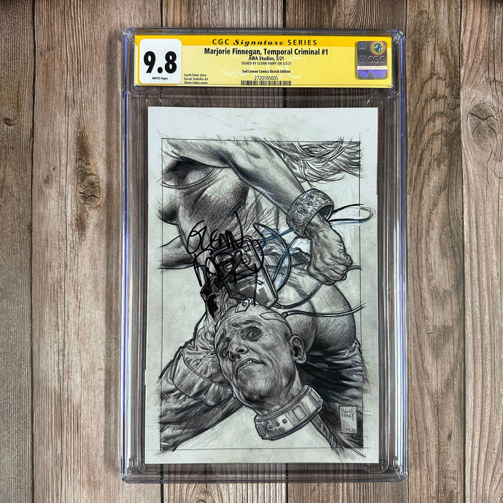 Bry's Comics Marjorie Finnegan, Temporal Criminal #1 CGC 9.8 SS WP Signed by Glenn Fabry, Sad Lemon Comics Sketch Edition (Cert: 5005)