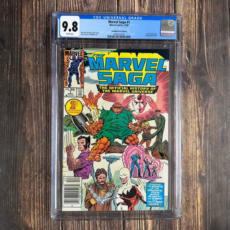Bry's Comics *  Marvel Saga: The Official History of the Marvel Universe #1 CGC 9.8 WP Canadian Price Variant