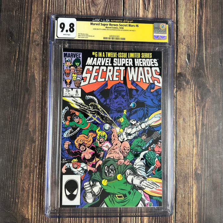 Bry's Comics Marvel Super Heroes Secret Wars #6 CGC 9.8 WP Authenticated Autograph: John Beatty and Mike Zeck on page 1