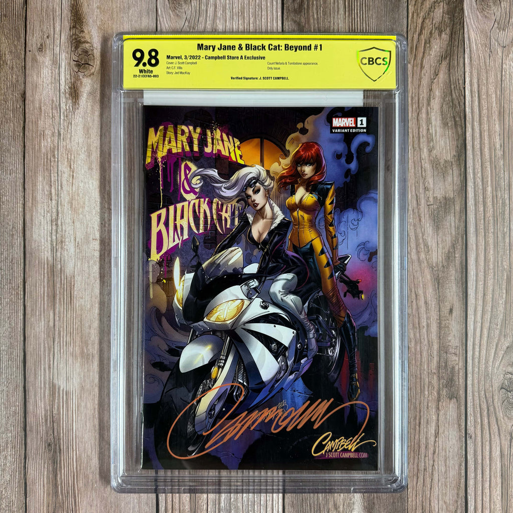 Bry's Comics Mary Jane & Black Cat: Beyond #1 CBCS 9.8 WP Verified Signature of J. Scott Campbell Campbell Store A Exclusive Count Nefaria & Tombstone appearance, No. 0651 with COA (cert:003)