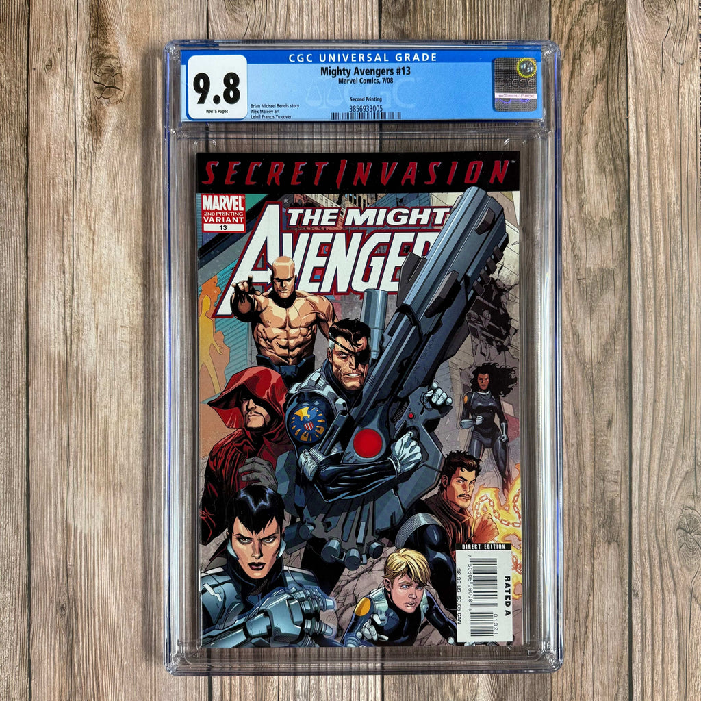 Bry's Comics Mighty Avengers #13 CGC 9.8 WP 2nd Print Variant cover art by Leinil Francis Yu, LOW PRINT