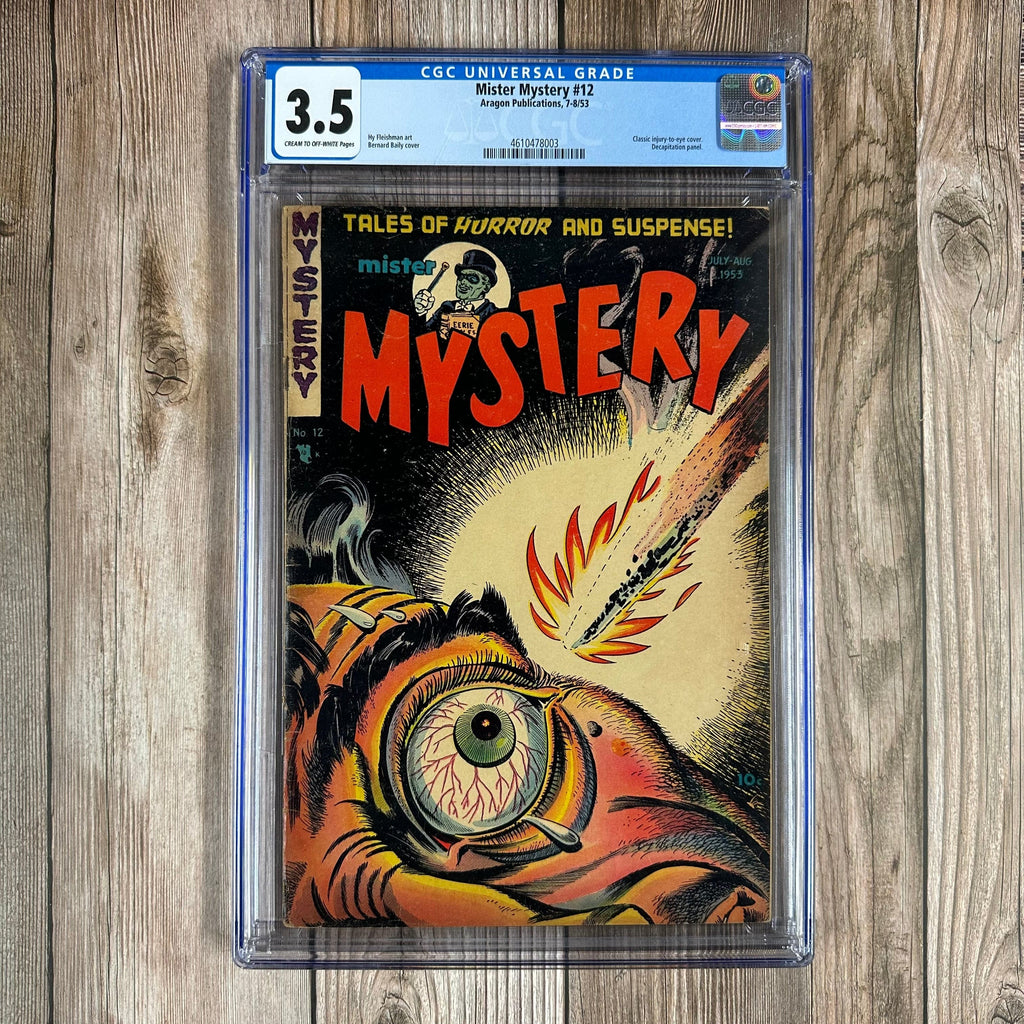 Bry's Comics Mister Mystery #12 CGC 3.5 Iconic Injury to Eye cover, Pre Code Horror *Trade Avail.