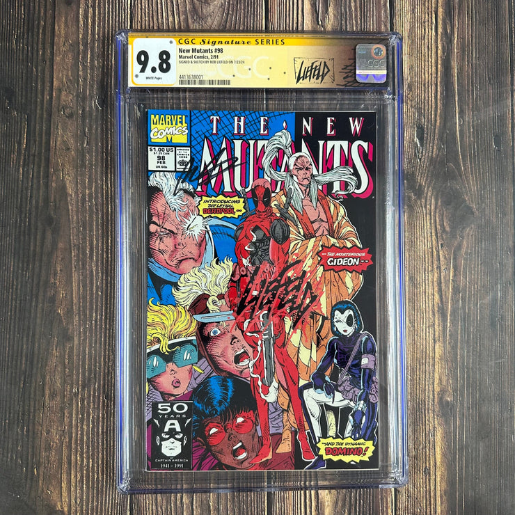 Bry's Comics New Mutants #98 CGC 9.8 Signed and Sketch 1st appearance of Deadpool