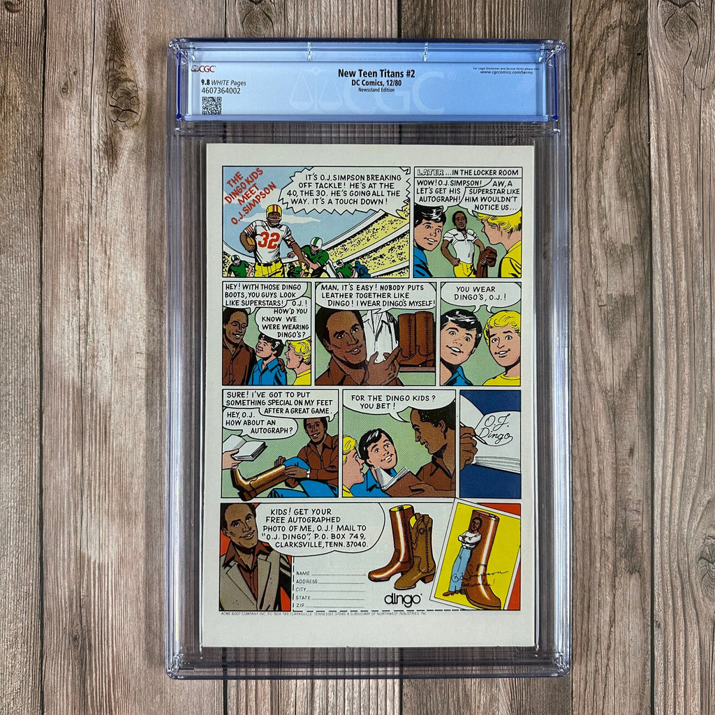 Bry's Comics New Teen Titans #2 CGC 9.8 WP 1st appearance of Deathstroke, Ravager, Wintergreen, cameo of Trigon, NEWSSTAND EDITION (Cert:4002)