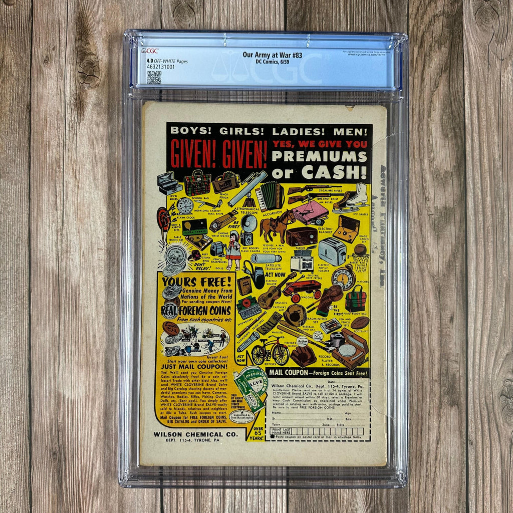 Bry's Comics Our Army at War #83 CGC 4.0 1st full appearance of Sgt. Rock *Trade Avail.