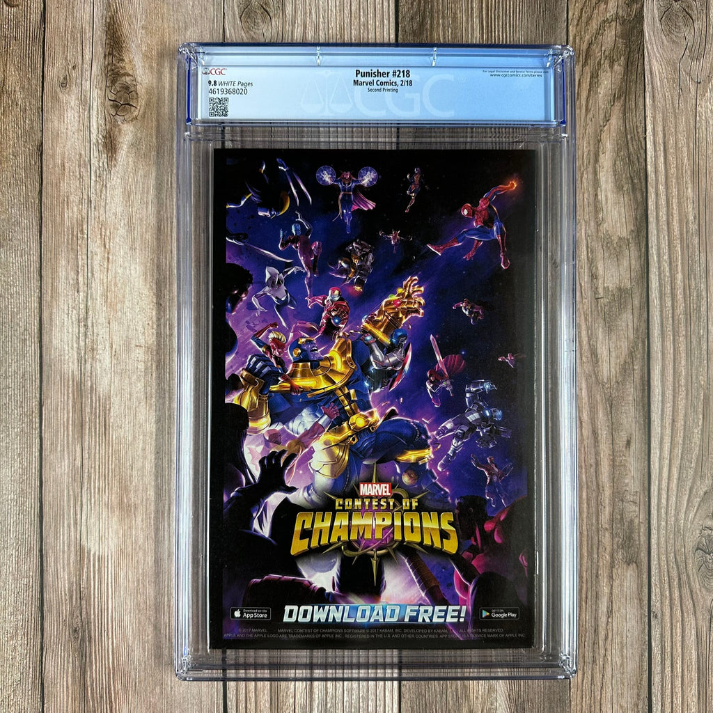Bry's Comics Punisher #218 CGC 9.8 WP 2nd Print 1st cameo appearance of the Punisher War Machine armor