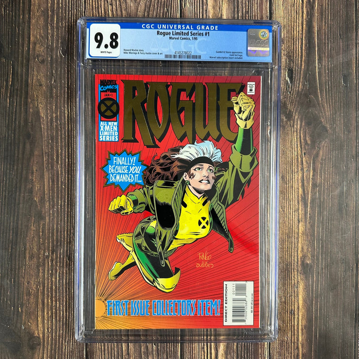 Bry's Comics Rogue #1 CGC 9.8 WP Cover Art by Mike Wieringo, Gold Foil Logo, 1st solo series featuring Rogue