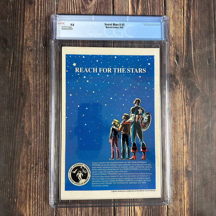 Bry's Comics Secret Wars II #3 CGC 9.8 WP Cover Art by Al Milgrom, 1st full appearance of the Beyonder in ongoing human form
