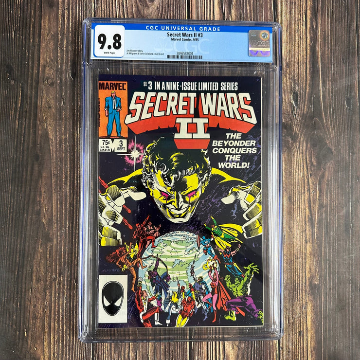 Bry's Comics Secret Wars II #3 CGC 9.8 WP Cover Art by Al Milgrom, 1st full appearance of the Beyonder in ongoing human form