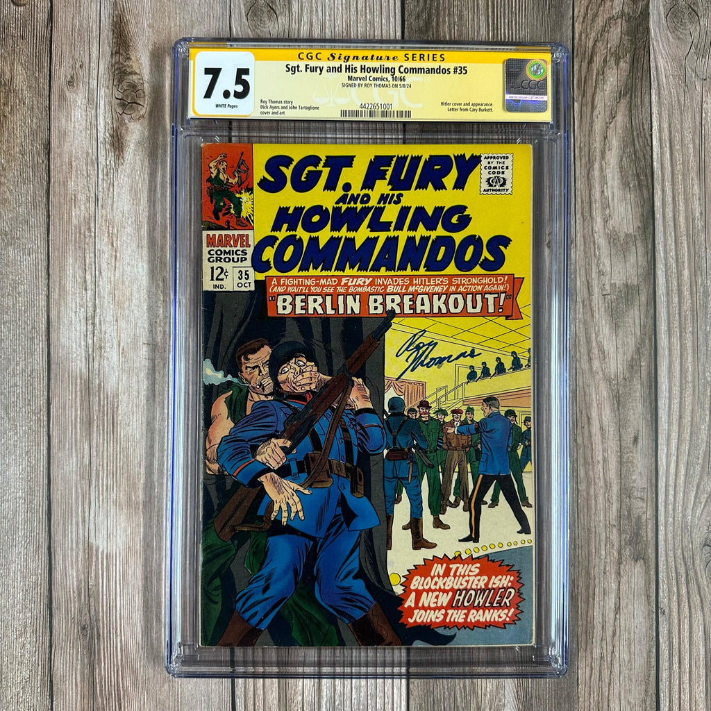 Bry's Comics Sgt. Fury and His Howling Commandos #35 CGC 7.5 WP SS Signed by Roy Thomas 1st appearance of Corporal Ricketts Johnson, Hitler cover and appearance (Cert:1001)