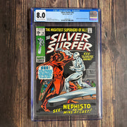 Bry's Comics Silver Surfer #18 CGC 8.0 Cover art featuring Silver Surfer vs Mephisto