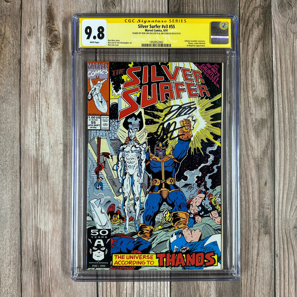Bry's Comics Silver Surfer #55 CGC 9.8 WP SS Signed by Ron Lim and Jim Starlin, Infinity Gauntlet crossover (cert:2002)