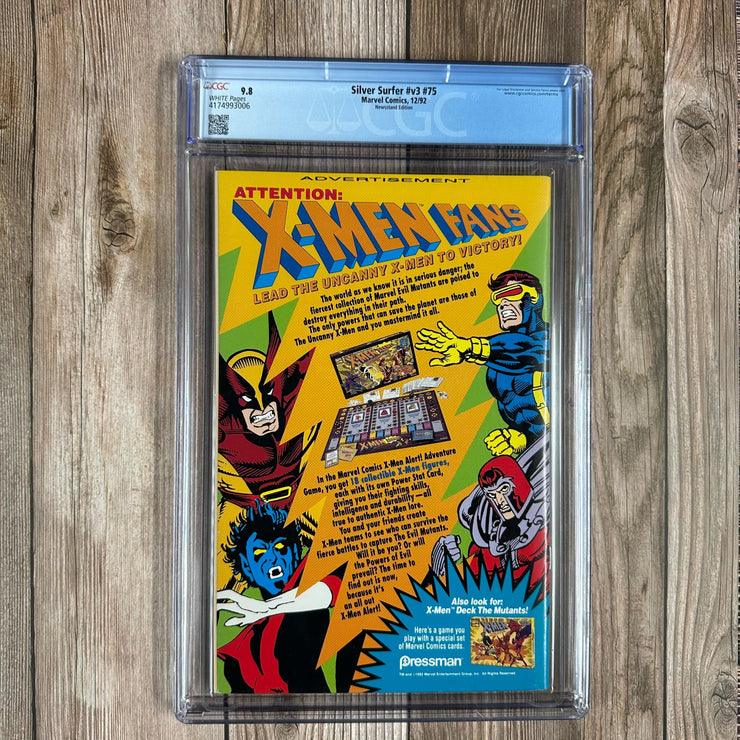 Bry's Comics Silver Surfer #75 CGC 9.8 WP Death of Nova II, Frankie Raye, a Herald of Galactus, Embossed, holofoil cover, NEWSSTAND EDITION