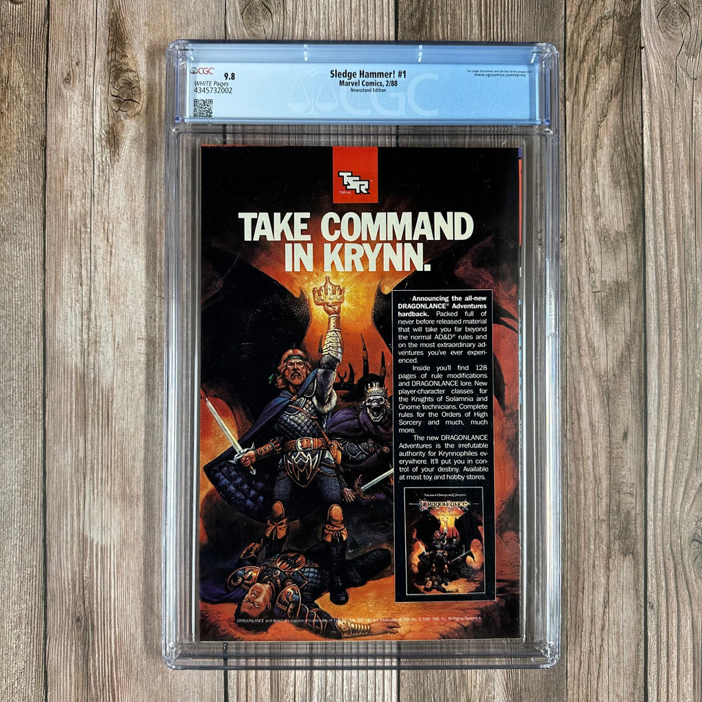 Bry's Comics Sledge Hammer #1 CGC 9.8 WP Cover Art by Alex Saviuk & Bob McLeod, NEWSSTAND EDITION