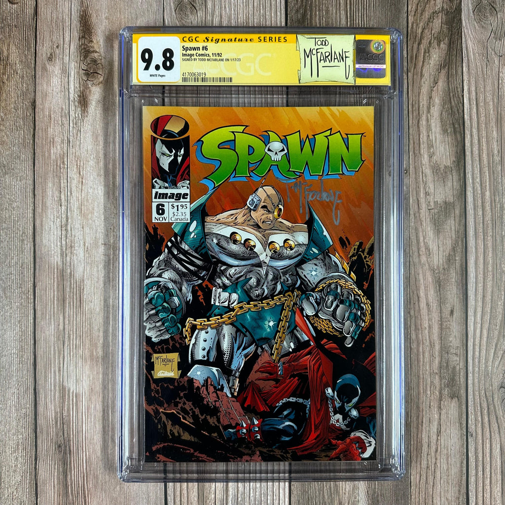 Bry's Comics Spawn #6 CGC 9.8 WP Custom Label, SS Signed by Todd McFarlane 1st appearance of Overtkill and Tony Twist (cert:3019)
