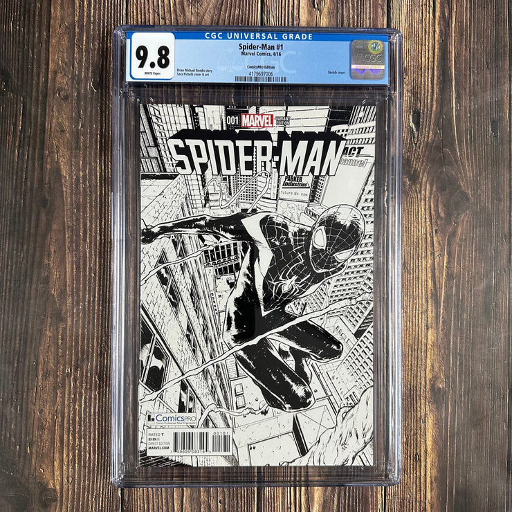 Bry's Comics Spider-Man #1 CGC 9.8 WP ComicsPro Variant  Limited to 300 Copies, Sketch Cover by Sara Pichelli