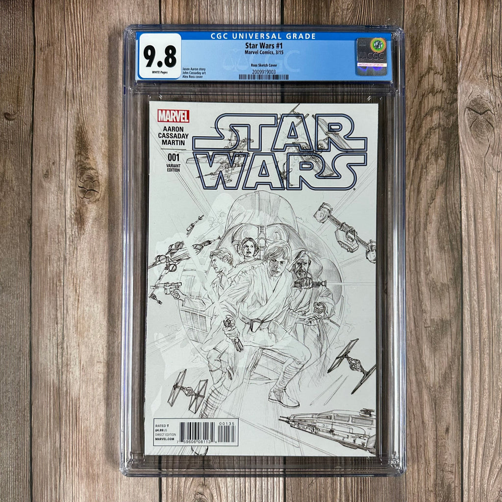 Bry's Comics Star Wars #1 CGC 9.8 WP 1:200 Black and White Sketch Variant Cover by Alex Ross