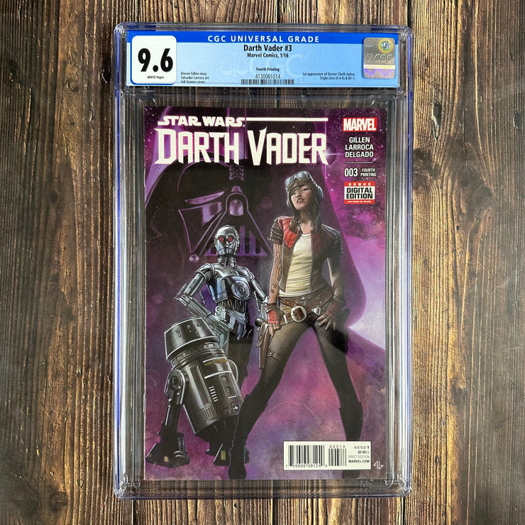 Bry's Comics Star Wars: Darth Vader #3 CGC 9.6 WP 4th Print, Purple Background, 1st appearance of Doctor Aphra, 0-0-0 aka Triple Zero, BT-1, Cover Art by Adi Granov