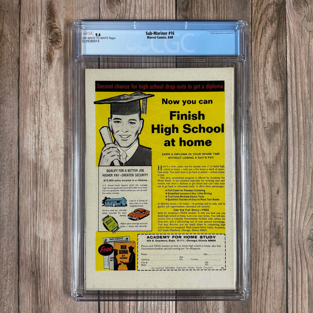 Bry's Comics Sub-Mariner #16 CGC 9.4 Cover Art by Marie Severin