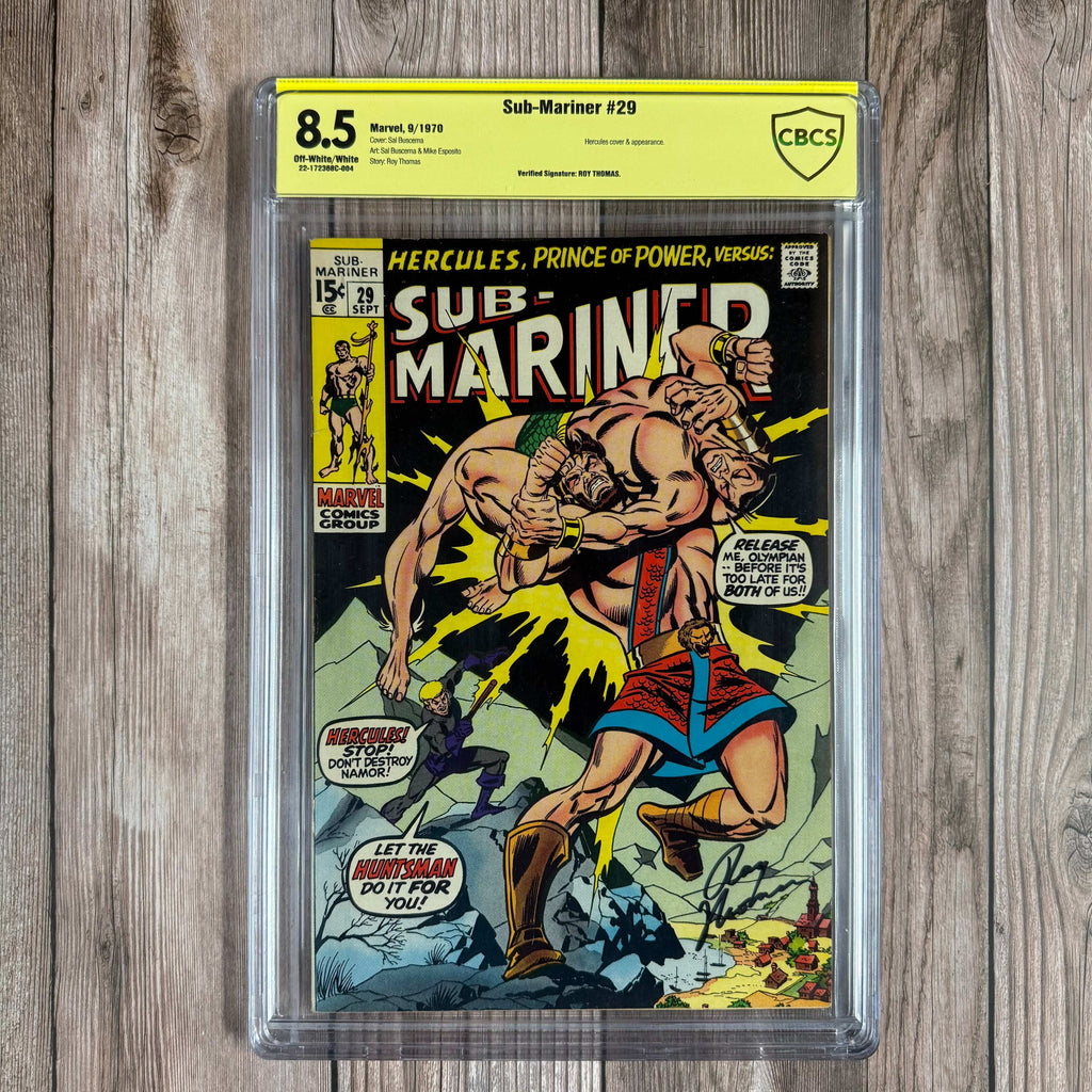 Bry's Comics Sub-Mariner #29 CBCS 8.5 Verified Signature of Roy Thomas, 1st meeting and battle of Namor and Hercules, 1st team appearance of the Sirens (cert:004)
