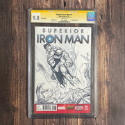 Bry's Comics Superior Iron Man #1  CGC 9.8 WP, Signature Series, Signed and sketch by Scott Kolins