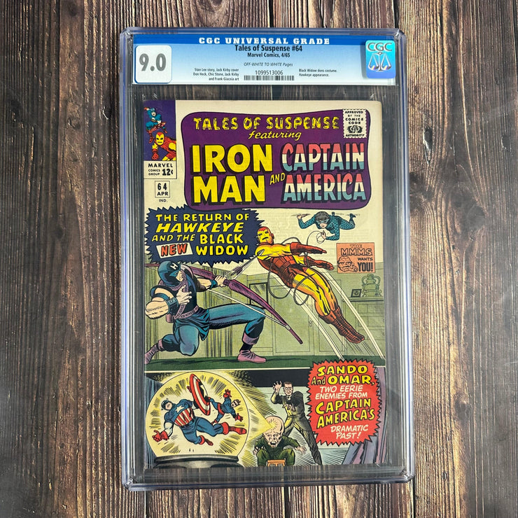 Bry's Comics Tales of Suspense #64 CGC 9.0 Cover Art by Jack Kirby, 3rd appearance of Hawkeye